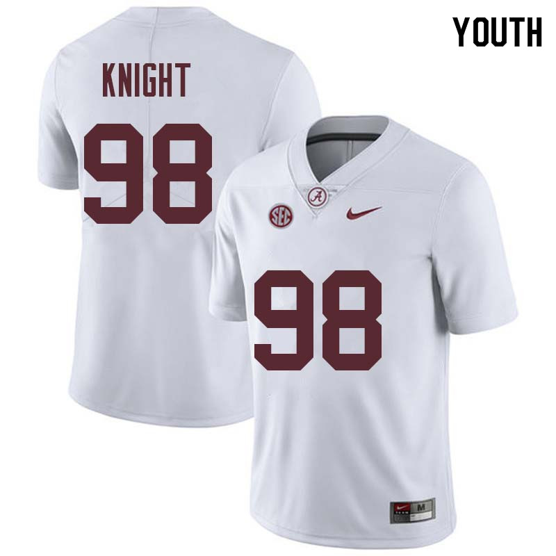 Alabama Crimson Tide Youth Preston Knight #98 White NCAA Nike Authentic Stitched College Football Jersey VG16M17EC